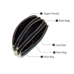 Metal Decor Crossbody Bag Leather Shoulder Purse