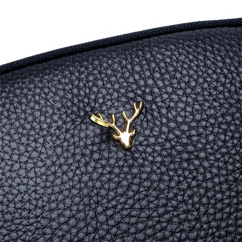 Metal Decor Crossbody Bag Leather Shoulder Purse
