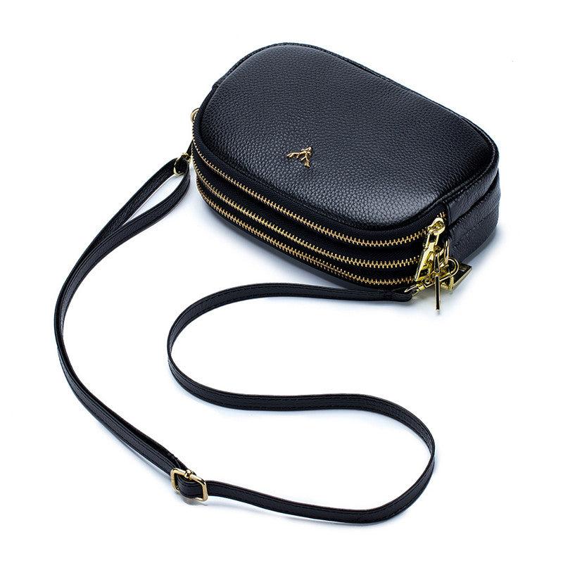 Metal Decor Crossbody Bag Leather Shoulder Purse
