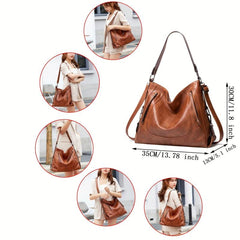 Soft Leather Tote Bag Large Capacity Casual Shoulder Crossbody Bag