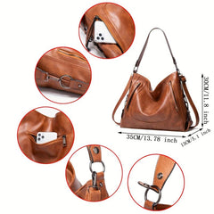 Soft Leather Tote Bag Large Capacity Casual Shoulder Crossbody Bag