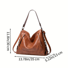 Soft Leather Tote Bag Large Capacity Casual Shoulder Crossbody Bag