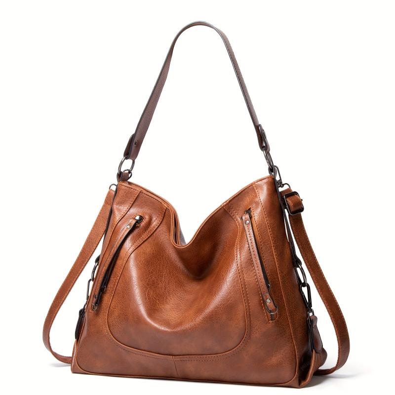 Soft Leather Tote Bag Large Capacity Casual Shoulder Crossbody Bag
