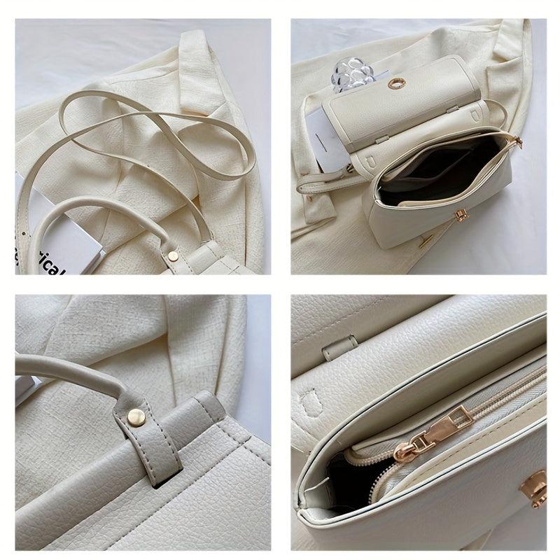 Stylish PU Crossbody Tote Bag Satchel Shoulder Bag for Women