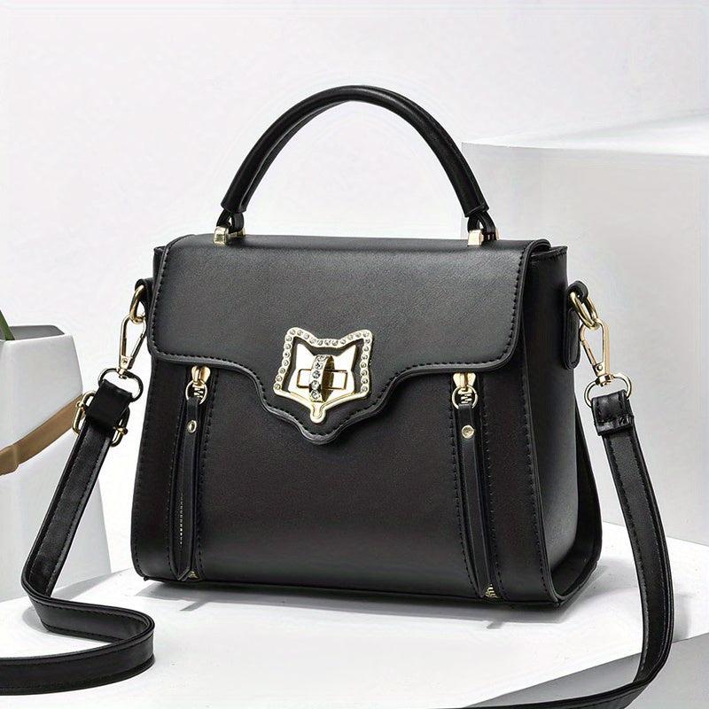 Square Handbag Turn Lock Flap Crossbody Bag