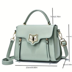 Square Handbag Turn Lock Flap Crossbody Bag