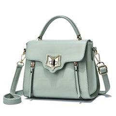 Square Handbag Turn Lock Flap Crossbody Bag