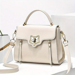 Square Handbag Turn Lock Flap Crossbody Bag