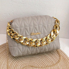 Argyle Quilted Chain Crossbody Bag Women's PU Leather Square Purse