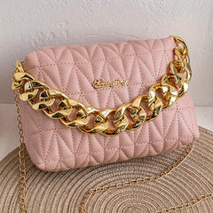 Argyle Quilted Chain Crossbody Bag Women's PU Leather Square Purse