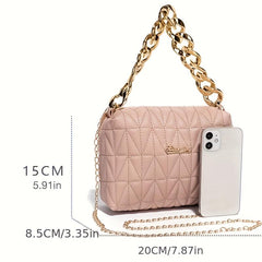 Argyle Quilted Chain Crossbody Bag Women's PU Leather Square Purse