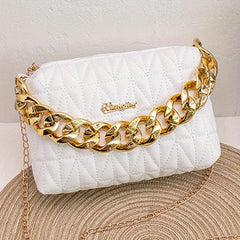Argyle Quilted Chain Crossbody Bag Women's PU Leather Square Purse
