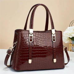 Crocodile Embossed Shoulder Handbag Women's Crossbody Purse