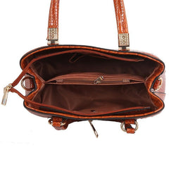 Crocodile Embossed Shoulder Handbag Women's Crossbody Purse