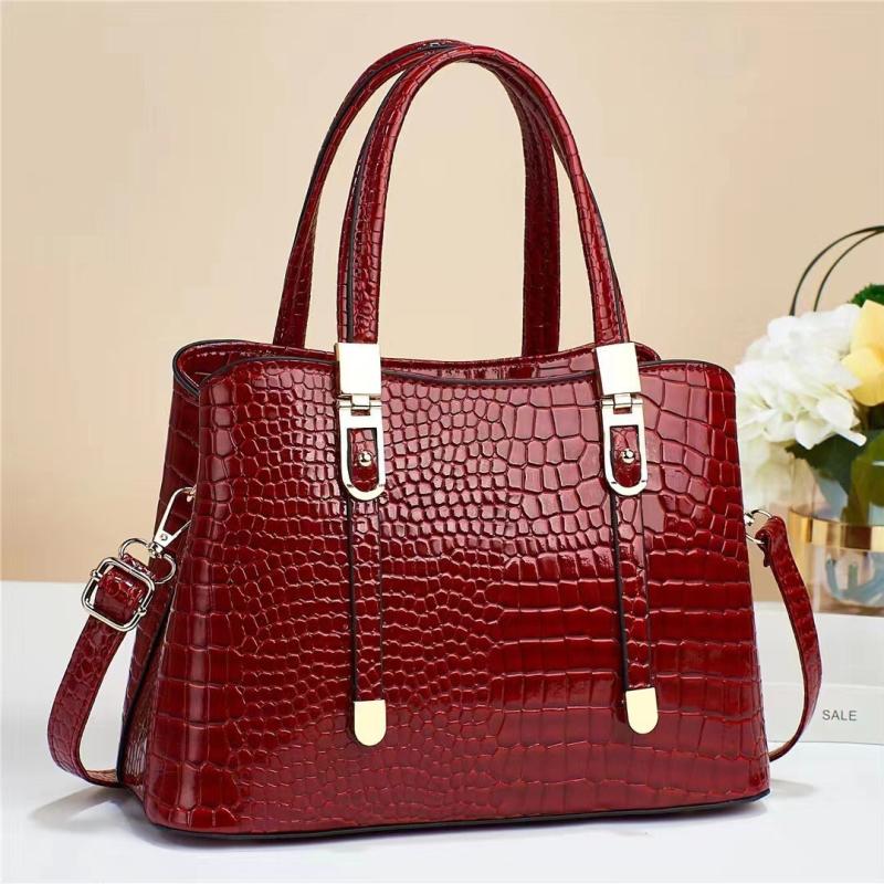 Crocodile Embossed Shoulder Handbag Women's Crossbody Purse