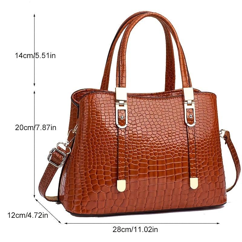 Crocodile Embossed Shoulder Handbag Women's Crossbody Purse