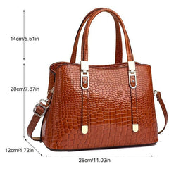 Crocodile Embossed Shoulder Handbag Women's Crossbody Purse