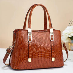 Crocodile Embossed Shoulder Handbag Women's Crossbody Purse