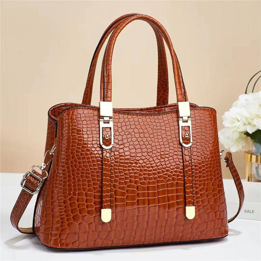 Crocodile Embossed Shoulder Handbag Women's Crossbody Purse