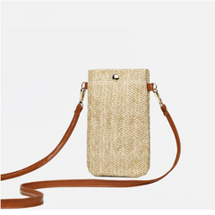 Mini Straw Messenger Bag Woven Crossbody Bag Summer Beach Shoulder Phone Wallet
