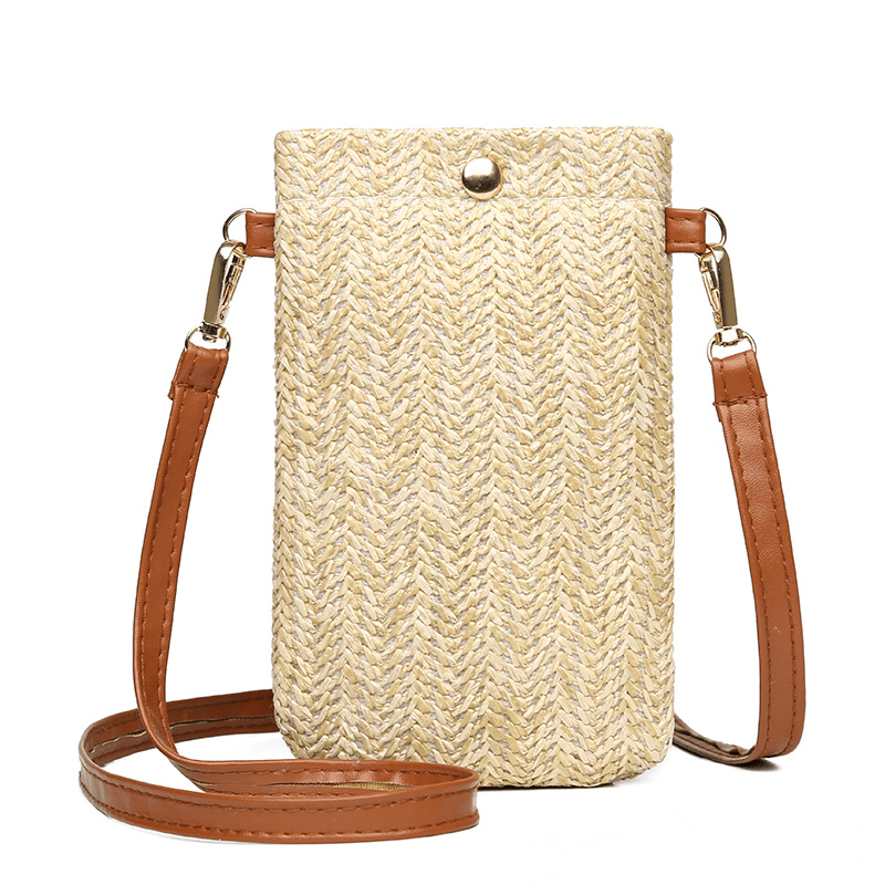 Mini Straw Messenger Bag Woven Crossbody Bag Summer Beach Shoulder Phone Wallet
