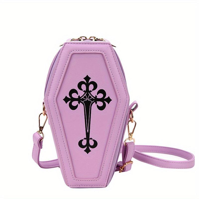 Gothic Crossbody Bags Y2K Style Coffin Shape Shoulder Bag