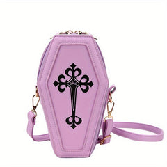 Gothic Crossbody Bags Y2K Style Coffin Shape Shoulder Bag