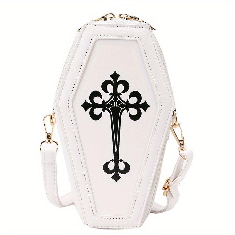 Gothic Crossbody Bags Y2K Style Coffin Shape Shoulder Bag