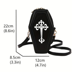 Gothic Crossbody Bags Y2K Style Coffin Shape Shoulder Bag
