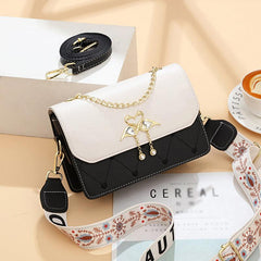 Embroidered Flap Crossbody Bag Chain Purse With Charm