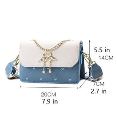 Embroidered Flap Crossbody Bag Chain Purse With Charm