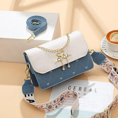 Embroidered Flap Crossbody Bag Chain Purse With Charm