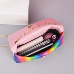 Niche Rainbow Square Flap Shoulder Bag With Tassel