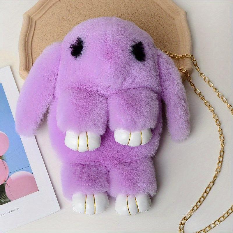 Plush Bunny Bag Chain Crossbody Coin Purse For Girls