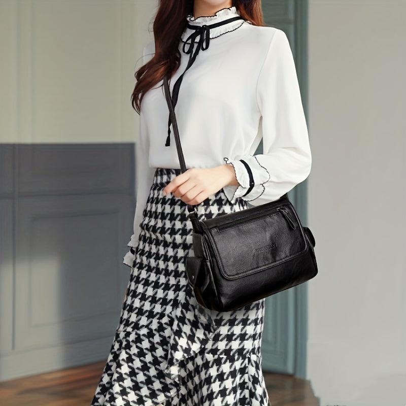 Large Capacity Soft PU Leather Shoulder Bag Waterproof Crossbody Bag