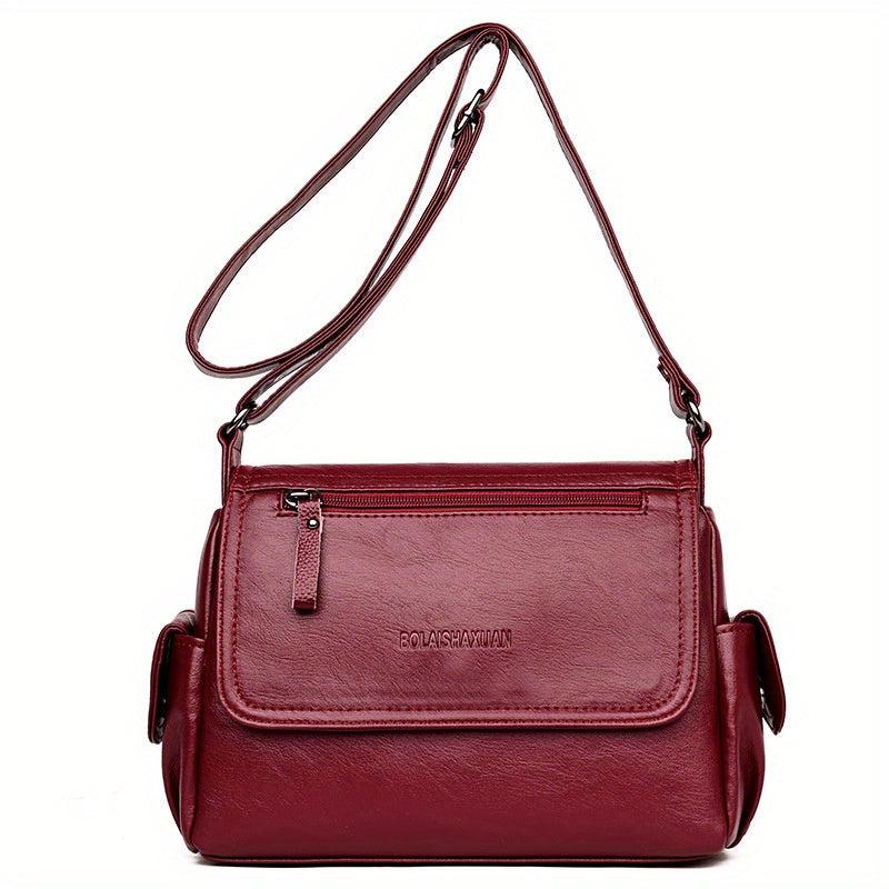 Large Capacity Soft PU Leather Shoulder Bag Waterproof Crossbody Bag