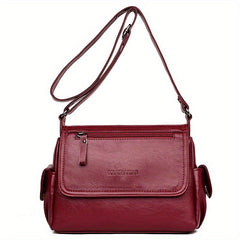 Large Capacity Soft PU Leather Shoulder Bag Waterproof Crossbody Bag