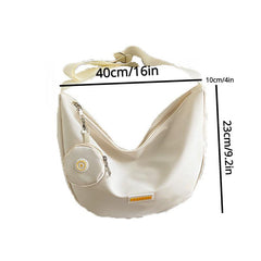 Casual Minimalist Crescent Bag All Match Zipper Crossbody Bag