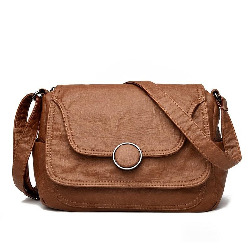 Retro Style Crossbody Bag Faux Leather Purse Women's Casual Shoulder Bag