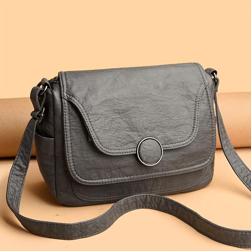 Retro Style Crossbody Bag Faux Leather Purse Women's Casual Shoulder Bag