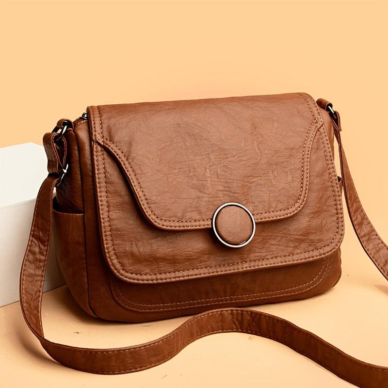 Retro Style Crossbody Bag Faux Leather Purse Women's Casual Shoulder Bag