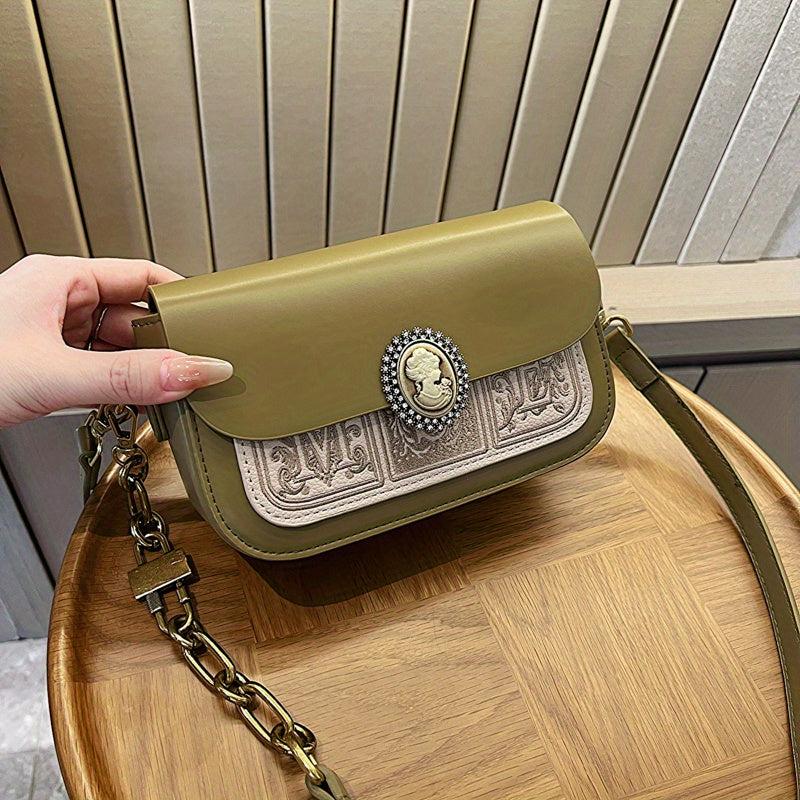 Vintage Square Shoulder Bag Women's Stylish Underarm Bag
