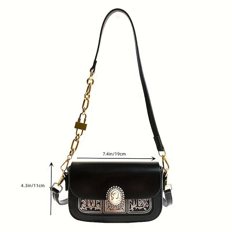 Vintage Square Shoulder Bag Women's Stylish Underarm Bag