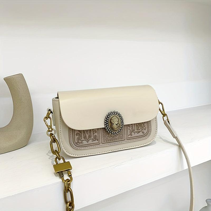 Vintage Square Shoulder Bag Women's Stylish Underarm Bag