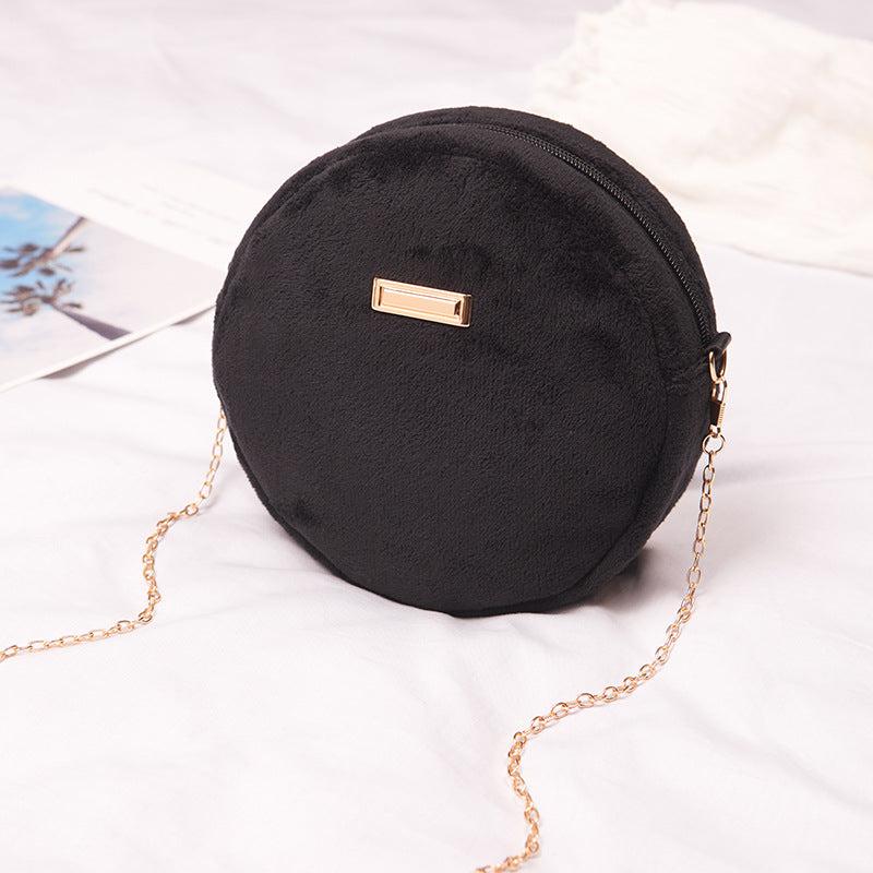 Mini Plush Crossbody Bag Round Shoulder Bag Women's Casual Handbag Purse