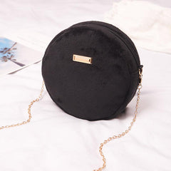 Mini Plush Crossbody Bag Round Shoulder Bag Women's Casual Handbag Purse