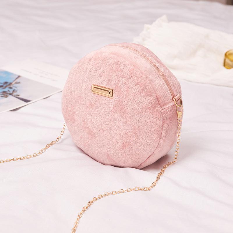 Mini Plush Crossbody Bag Round Shoulder Bag Women's Casual Handbag Purse