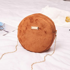 Mini Plush Crossbody Bag Round Shoulder Bag Women's Casual Handbag Purse
