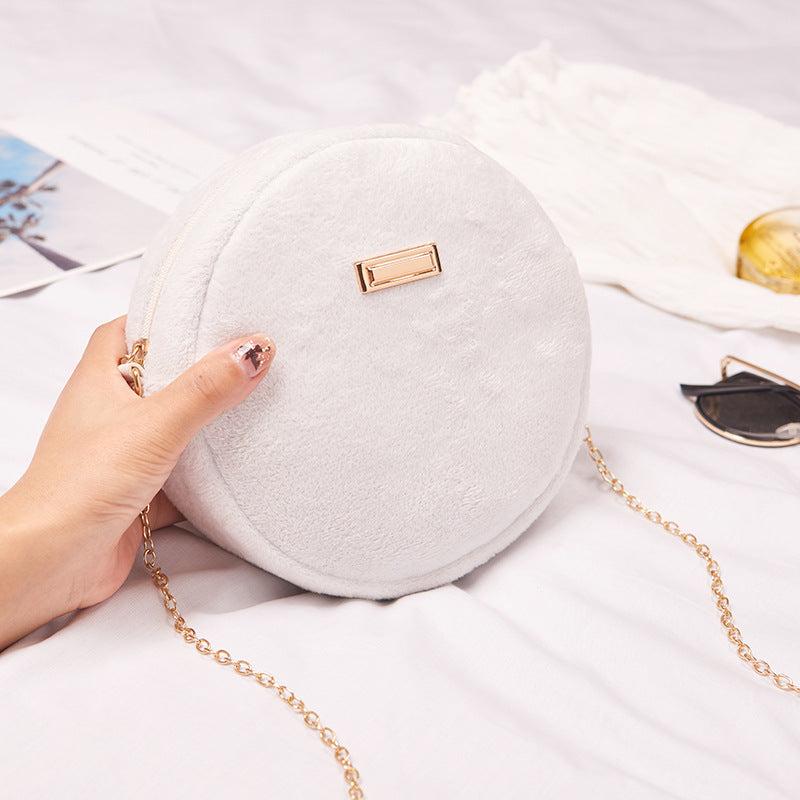 Mini Plush Crossbody Bag Round Shoulder Bag Women's Casual Handbag Purse