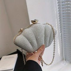 Glitter Shell Evening Bag Rhinestone Clutch Purse Chain Crossbody